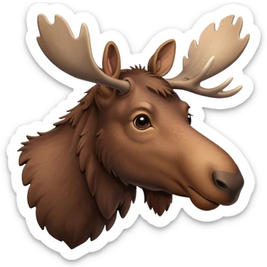 A high-resolution digital illustration of a young moose in a clean, semi-realistic style. The young moose is shown facing sideways head tilted  sticker