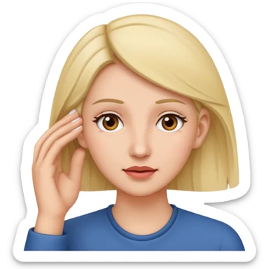 Woman holding her ear out because she can’t hear sticker