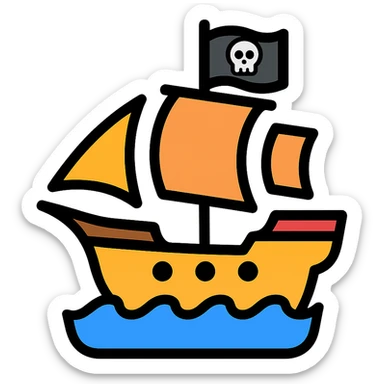 colored pirate ship icon sticker