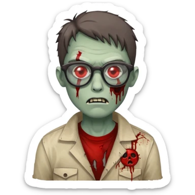 Zombie with big glasses more visible glasses, some difference between zombie and glasses, half body sticker