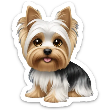 White and black yorkie  sticker
