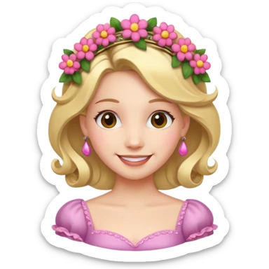 Princess with floral hairpin sticker