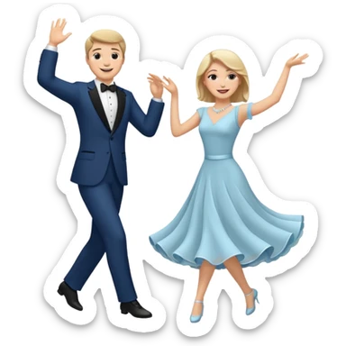 White Man and white woman dancing white sticker
