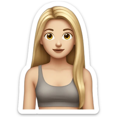 white girl with long straight brown hair wearing crop top sticker