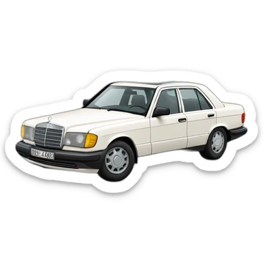 trip whit in a old white mercedes benz 1996 300d turbo sticker