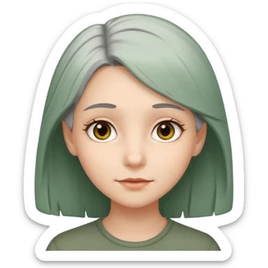 Girl with greenish gray hair and light brown eyes sticker