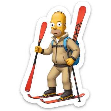 Homer Simpson qui fait du ski sticker