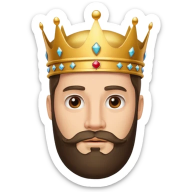 King with crown and beared with white background  sticker