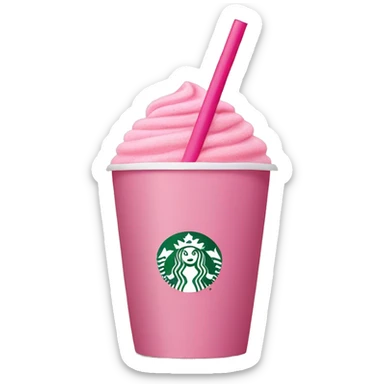 A pink Starbucks coffee cup with a pink straw and tan coffee inside sticker