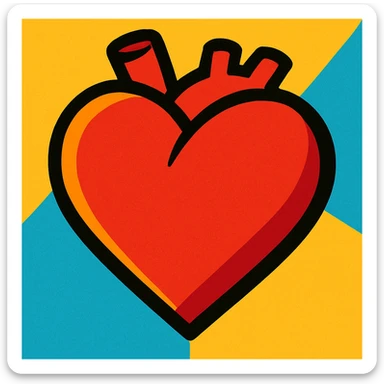 heart, vibrant cartoon style sticker