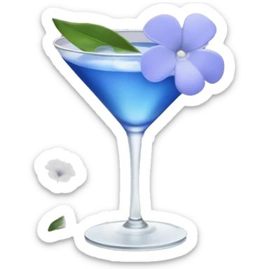 Periwinkle cocktail with white flower sticker