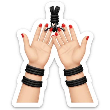 Woman’s hands tied with black rope  sticker