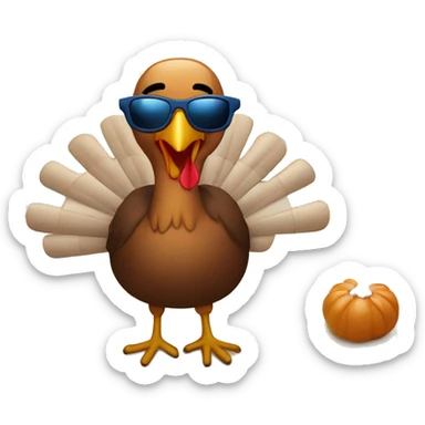 Thanksgiving turkey with sunglasses on the beach sticker