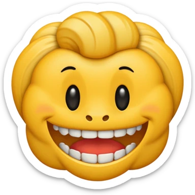 Emoji padrão de cor preto com aparelho dentário bragets com os dentes a mostra bem amarelo sticker
