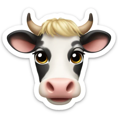 cute female cow with lashes memoji sticker