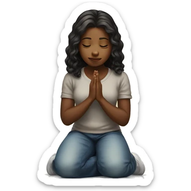 Girl on her knees prays sticker