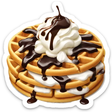Waffles with chocolate syrup and whipped cream sticker