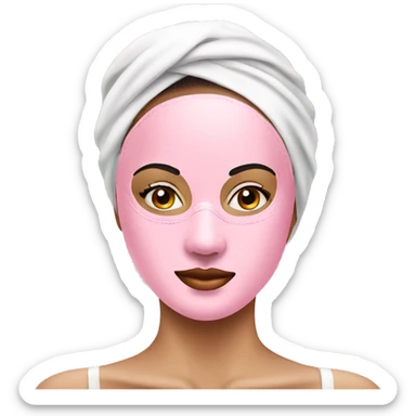 Lady with pink face mask spa beauty full face relaxing sticker