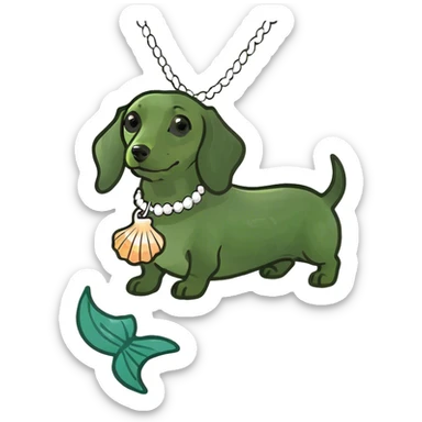 Miniature dachshund with mermaid tail sticker