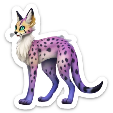 Epic Edgy Colorful ethereal eldritch Sergal-Serval-Fionbri full body sticker