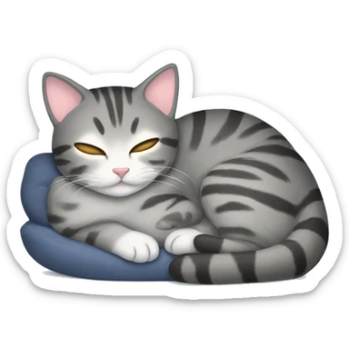 cat sleeping gray tabby sticker