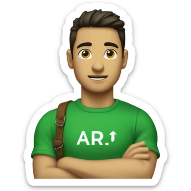 Chico joven y rubio con camiseta banca y un pañuelo en el cuello de color verde hce con la mano el signo de ok sticker