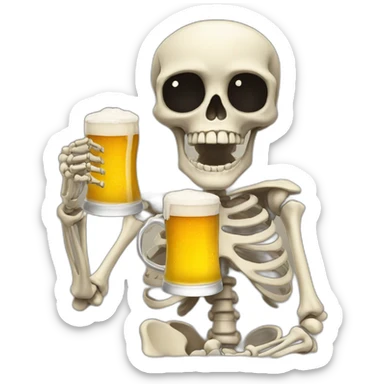 Skeleton with a beer sticker