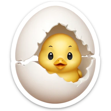 an egg breaking with a tiny chick peeking out sticker
