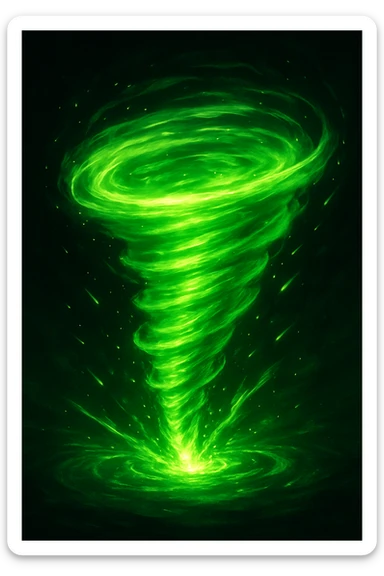 a green spinjitzu tornado, swirling energy, dynamic motion, inspired by ninja powers sticker