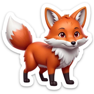 cinematic-noble [fox]-realistic-full-body-standing on all fours-emoji,-tail-tucked-close,-head-tilted-dramatically,-fox-[red]-fur,-simplified-yet-realistic-focused-features,-highly-detailed,-glowing-with-an-almost-sarcastic-glow  expressive eyes sticker