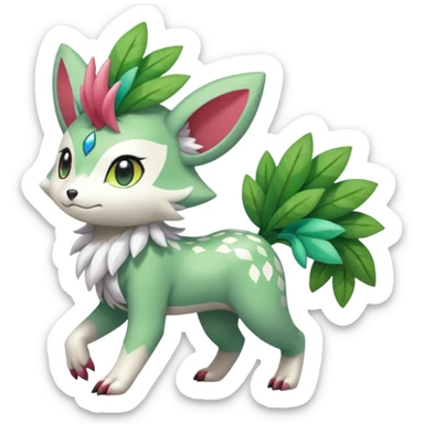 Colorful Exotic Randomly-colored Cartoon Anime Meloetta-Shaymin-WereGarurumon-Trico-Pokémon-Fakémon-fusion-hybrid-creature sticker