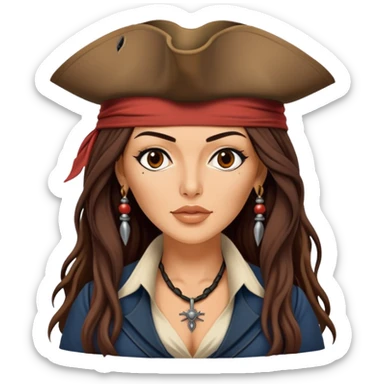create emoji with face of monica bellucci and outfit of jack sparrow sticker