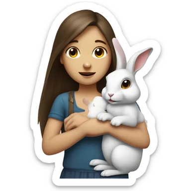 а rabbit holding a hazelnut with a white skin brunnete girl sticker
