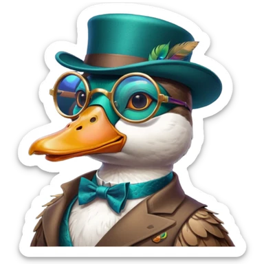 Create a mallard which has  a monocle glasses
 sticker