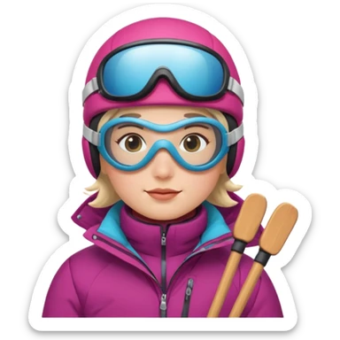 skier with poles in the snow sticker