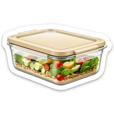 beige glass meal prep container for garden salad sticker