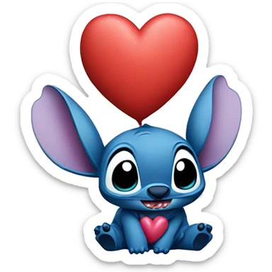 Stich con un corazón diciendo hola bombón sticker