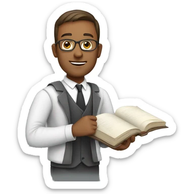 English teacher male with book sticker