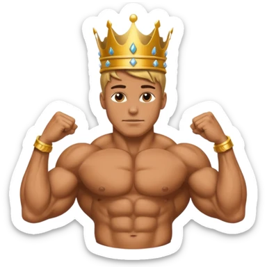 bodybuilder with a crown sticker