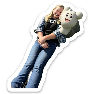 smiling girl in nature sticker