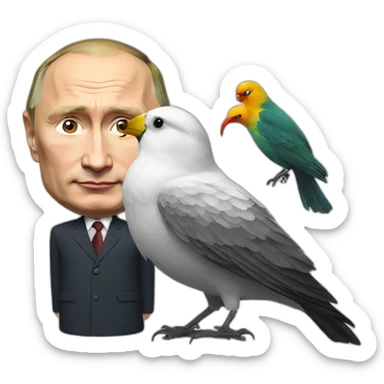 Vladimir Putin with bird sticker