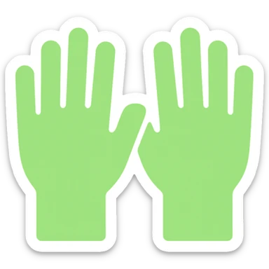two neon green hands raised in the air, color filled, bold and clear sticker