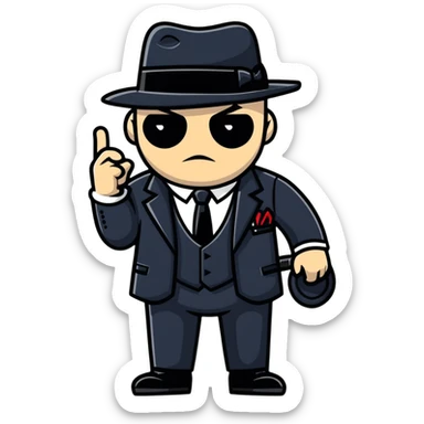 tough mafia gangster with pinstripe suit sticker