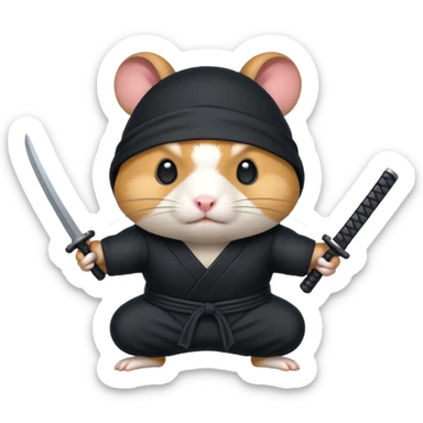 black ninja hamster sticker
