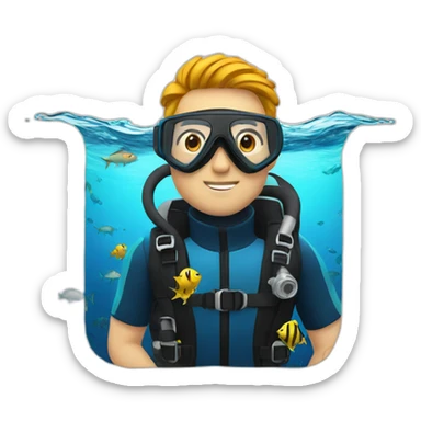 Scuba diver with fishes sticker