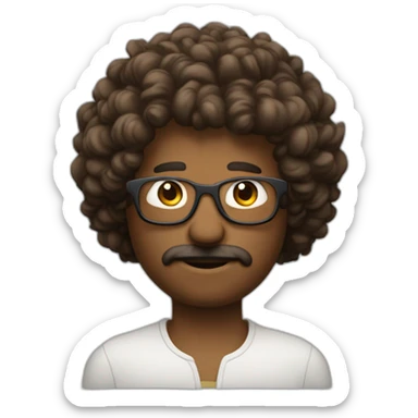 Homme métisse avec cheveux bouclés brun et un taper et des lunettes sticker