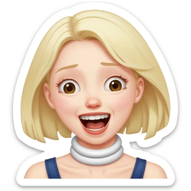 Girl choking her neck kinnda laughing but more anxiety sticker