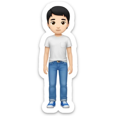 light skin black hair boy full body sticker