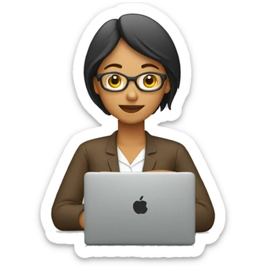 Una mujer trabando en la laptop sobre edicion de video sticker