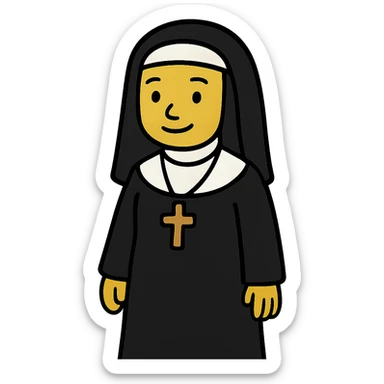 flat toon style nun with yellow skin sticker